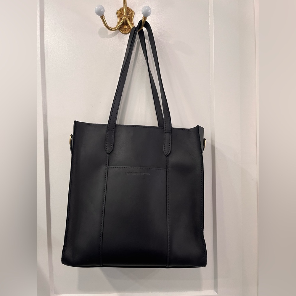 Portland leather goods large Lola smooth black leather zipper tote bag